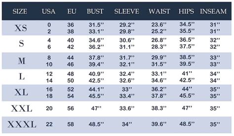 off white clothing size chart.